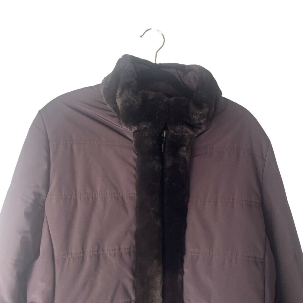Jones New York Size XL Chocolate Brown Faux‎ Fur Lined Winter Coat - Picture 2 of 11